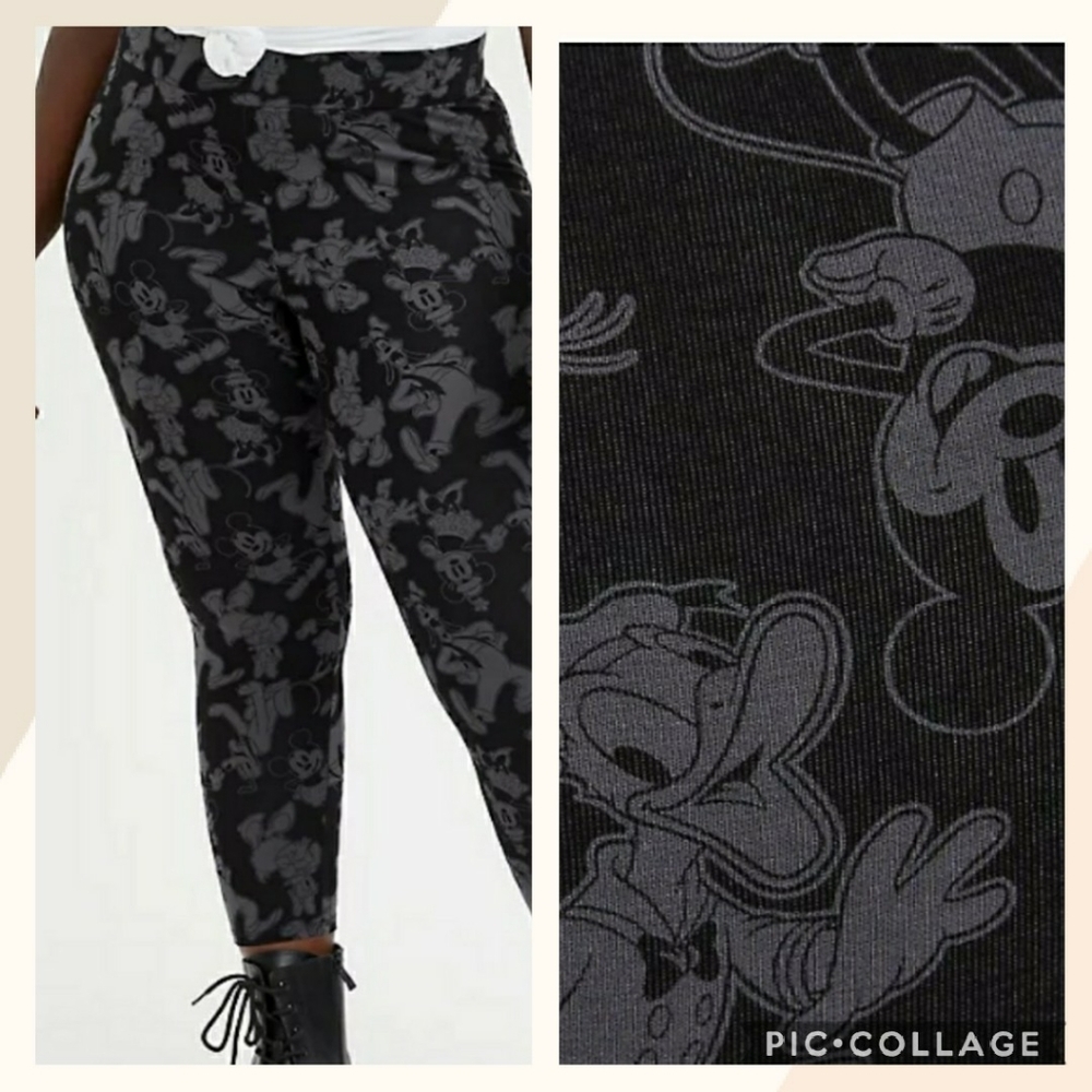 🆕DISNEY MICKEY & FRIENDS BLACK/GREY CROPPED LEGGING